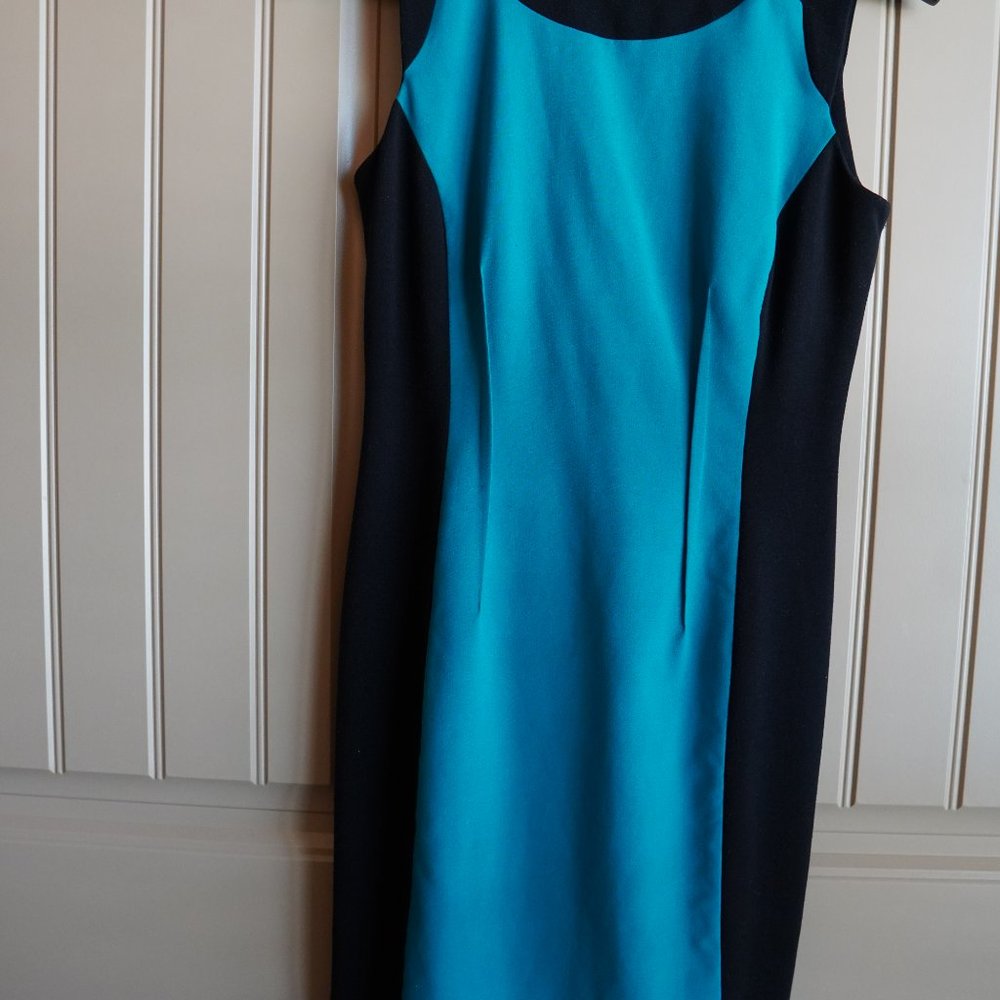 Calvin Klein Color Block Teal and Black Dress 4